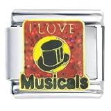Heart I Love Musicals Italian Charms Bracelet Link