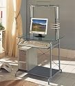 NEW GLASS COMPUTER DESK W. KEYBOARD DRAWER & CD RACK