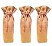 Pack of 3 - Single Bottle Jute Burlap Wine Bags with Drawstring closure Natural color size 6