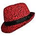 RED ROSE EMBOSSED FEDORA HAT W/ BLACK HAT BAND TRIM photo