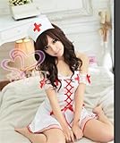 袖無 Vネック ワンピース ナース 白