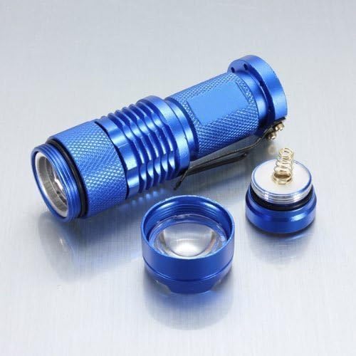 Easyboy Zoomable Scalable CREE LED 3 Mode 200 Lumen 150 Yard Long Range Red Light Flashlight Red Hunting Light Tactical Flashlight Red Light Torch For Fishing Hunting &amp; Detector (Blue)