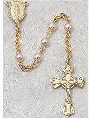 Gold/Sterling Silver 3MM Pearl Rosary
