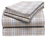Melrose Home Plaid Lilac & Butter 150 GSM Heavy Cotton Flannel Sheet Set, Full