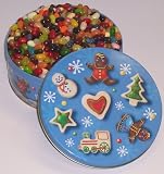 Gourmet Food : Scott's Cakes Assorted Mix Jelly Belly Jelly Beans in a Christmas Cookie Tin