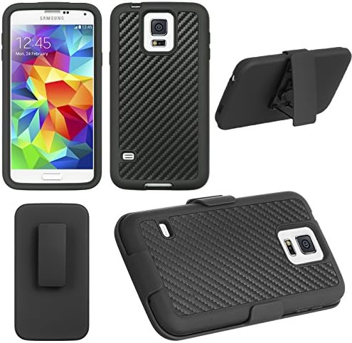 Black Carbon Fiber Shel-Tak Holster Combo For Samsung Galaxy S5