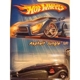 Hot Wheels Low Flow Black'n Gray Red Glass 5 spoke Asphalt Jungle Series 1/64 2005 #82