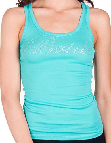 Bride Rhinestone Longer Length Tank (Small, Teal)
