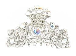 Hair Clip - H91 - Silver Tiara Style set with Swarovski (tm) Crystal Stones ~ Clear