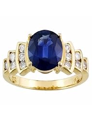 14K Yellow Gold Sapphire and Diamond Ring -- LIFETIME WARRANTY