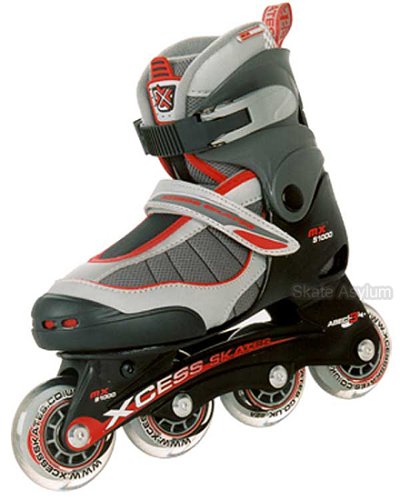 Childrens Toyshop  Toys : Junior Recreational Inline Skates - MX S1000 Adjustable - Red Trim - Size Medium (12Jnr - 2)