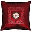 Decorative Handmade Red Chinese Calligraphy Golden Sunflower Cushion Cover / Pillow Sham