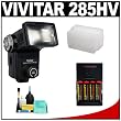 Vivitar 285HV High Power Auto Zoom Thyristor Flash + STO-FEN + (4) AA Batteries & Charger + Cleaning Kit for Nikon D40, D60, D90, D300, D700, D3, D3x, D5000, D3100, D3000 & D300s Digital SLR Cameras