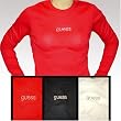 Guess Jeans Rhinestone Logo Long-Sleeve Fitted T-Shirt
