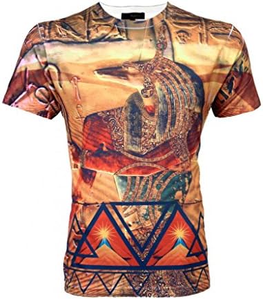 BLEU EVOLUTION Men's Sublimation T-Shirt "God Anubis", Large, Multi