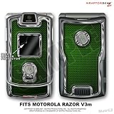 Razr V3 Carbon Fiber Green and Chrome WraptorSkinz Skin for Motorola Razor by TuneTattooz