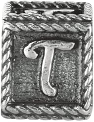 925 Sterling Silver Letter "T" Script Bead For Chamilia, Pandora, Biagi, Personality, Reflections And More Charm Bracelets
