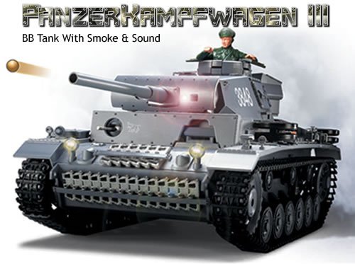 Panzer III RC German Tank Radio Control 1/16 PanzerKampfwagen WWII Military Vehicle with Smoke & Sound