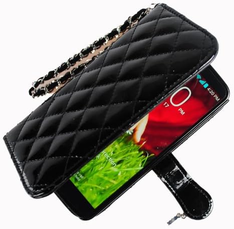 iHand Diamond Quilted Fashion Wallet Case with Bling for LG Optimus G2 D801,D802,D803 Tmobile,At&t [Retail Package] (Black)