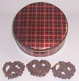 Scott's Cakes 1 lb. Milk Chocolate Covered Pretzel with Chocolate Chips in a Plaid Tin
