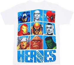 Marvel Heroes Grid White T-shirt Tee
