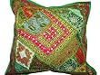 Christmas Gift -Green Pink Ethnic Indian Sari Beaded Decorative Floor Pillow 24 Inches Free Shipping