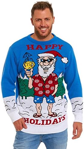 Lekeez Unisex Knitted Ugly Christmas Sweater Pullover Happy Holidays Medium