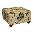 Queen Anne's Lace Square Ottoman - Black/ Beige