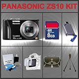 Panasonic Lumix DMC-ZS10 Digital Camera Huge Accessories Package Including 8GB SDHC Memory Card + Hi-Speed SD Card Reader + Table Top Tripod + LCD / Lens Cleaner Kit + Carrying Case + LCD Screen Protectors Kit