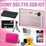 Sony Cybershot DSC-T70 8.1MP Digital Camera (Pink) + 2GB ACCESSORY KIT
