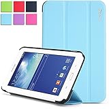 Samsung Galaxy Tab 3 Lite 7.0 Case - Poetic Samsung Galaxy Tab 3 Lite 7.0 Case [Slimline Series] - [Lightweight] [Ultra-slim] PU Leather Slim-Fit Trifold Cover Stand Folio Case for Samsung Galaxy Tab 3 Lite 7.0 Sky Blue (3 Year Manufacturer Warranty From Poetic)