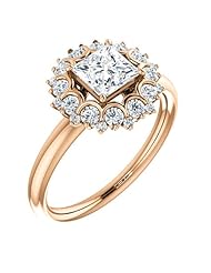 10K Rose Gold Princess Cut Diamond Flower Inspired Ring -- LIFETIME WARRANTY