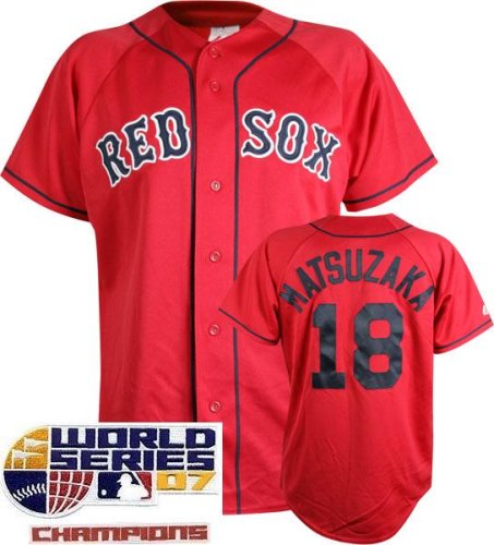Buy Diasuke Matsuzaka #18 Red Sox 2007 World Series Champions Red Stitched Adult Replica Jersey