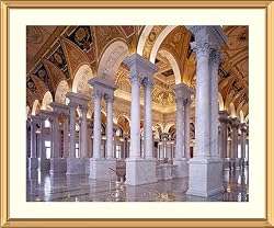 Beautiful Jefferson Building Great Hall Photograph - Beautiful approx. 25"x29" Framed & Matted Photographic Print by Carol M. Highsmith