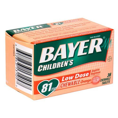 Купить Bayer Chewable Low Dose Aspirin Orange Value Pack, 36Count