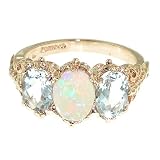 9ct Rose Gold Ladies Opal And Aquamarine Ring Size P Free Delivery Finger Sizes L To Z Available