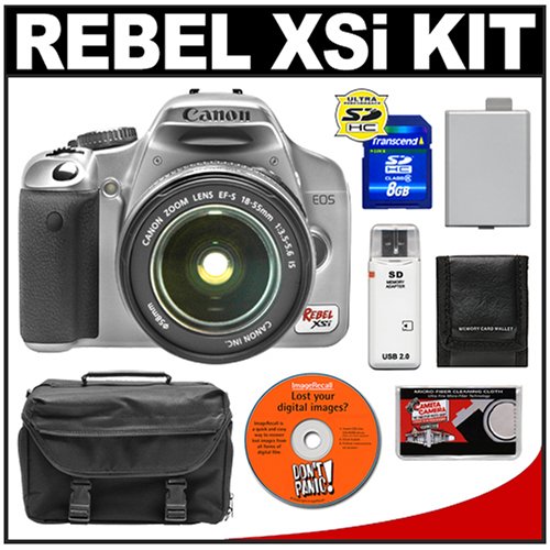 Canon EOS Digital Rebel XSi 12.2-Megapixel SLR Camera & Canon EFS 18-55mm f/3.5-5.6 IS Zoom Lens + 8GB SD Memory Card + LP-E5 Battery + Case + Cameta Bonus Accessory Kit