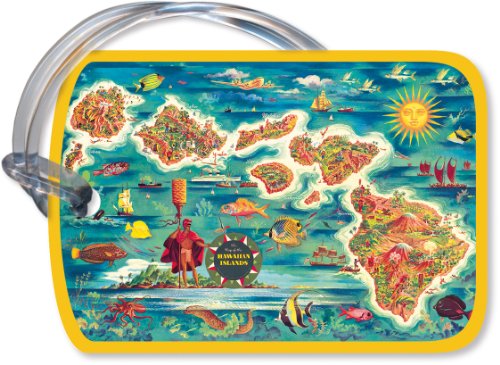 Dole Map of Hawaiian Islands - Vintage Hawaiian Art Luggage Tag