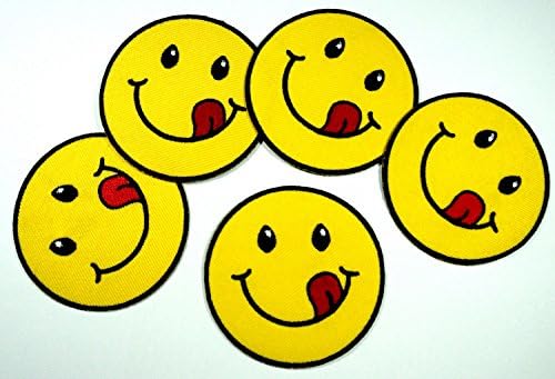 Smiley Face Retro Boho Hippie 70s Fun Smile Applique Iron-on Patch New(5 pieces)