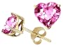 3.00 cttw 14K Yellow Gold Plated 925 Sterling Silver Heart Created Pink Tourmaline Earring Studs - Gold Plated Silver