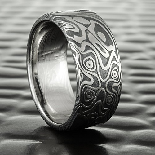 Flat Damascus Men's Band With Dark Fire Oxide | STAR
