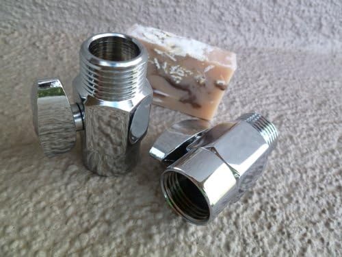 2 Brass Shower Shut Off Valves with Handmade Soap (3 Piece Bundle) - Chrome