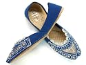 Beachcombers! Ethnic Embellished Silk Sequin & Beaded Indian Khussa Belly Dance Shoes Silver Blue Velvet