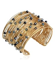 Panacea Crystal Flexible Wire Gold Cuff Bracelet, 7"