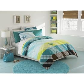 Roxy Teen Aqua Teal Lime Striped Teen Girls Comforter Set 200tc Sheets