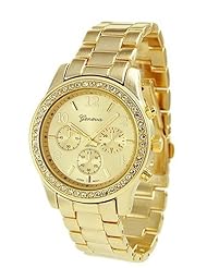 Geneva Chronograph Watch Crystals Gold Metal