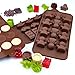 Candy Molds Silicone, Chocolate Jello and Ice Molds, 3-Pack Set, Non-Stick with Choice of Three Colors, Brown, Purple or Green, 3 Designs Per Pack, Animals, Swirls and Flower Patterns