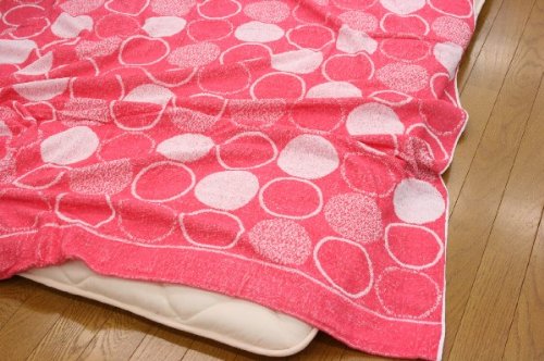 【ピンク】タオルケット　カラフルドット　シングルサイズ140×190cm シンプルでカラフルなドット柄