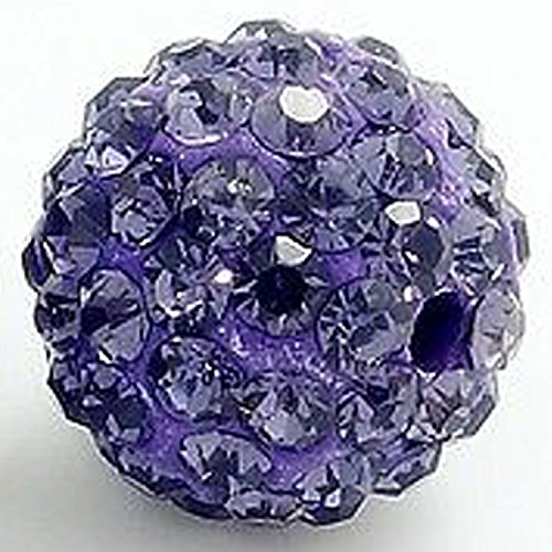 RUBYCA Pave Czech Crystal Disco Ball Clay Beads fit Shamballa Jewelry (20pcs, 8mm, Violet Purple)