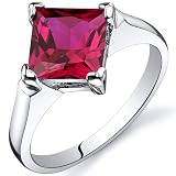 Striking 2.25 carats Ruby Engagement Ring in Sterling Silver Available in Sizes 5 thru 9